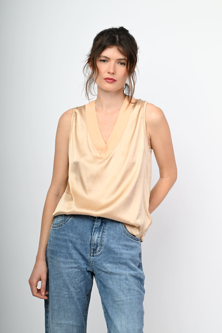 V-neck satin tank top