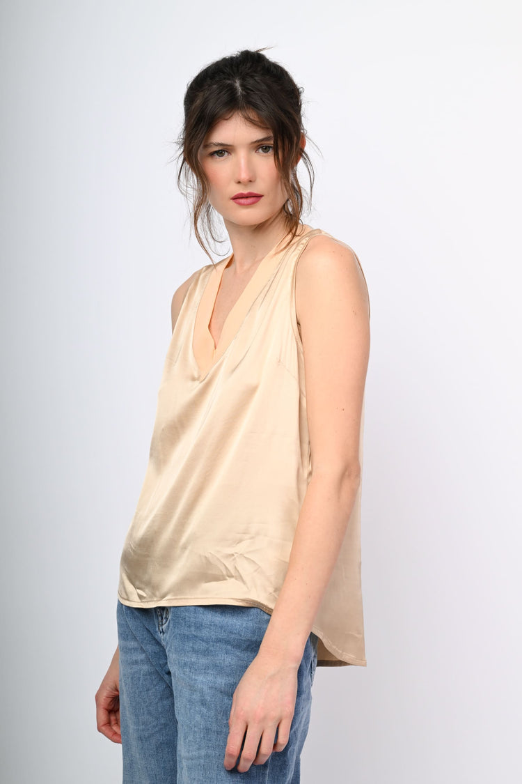 V-neck satin tank top