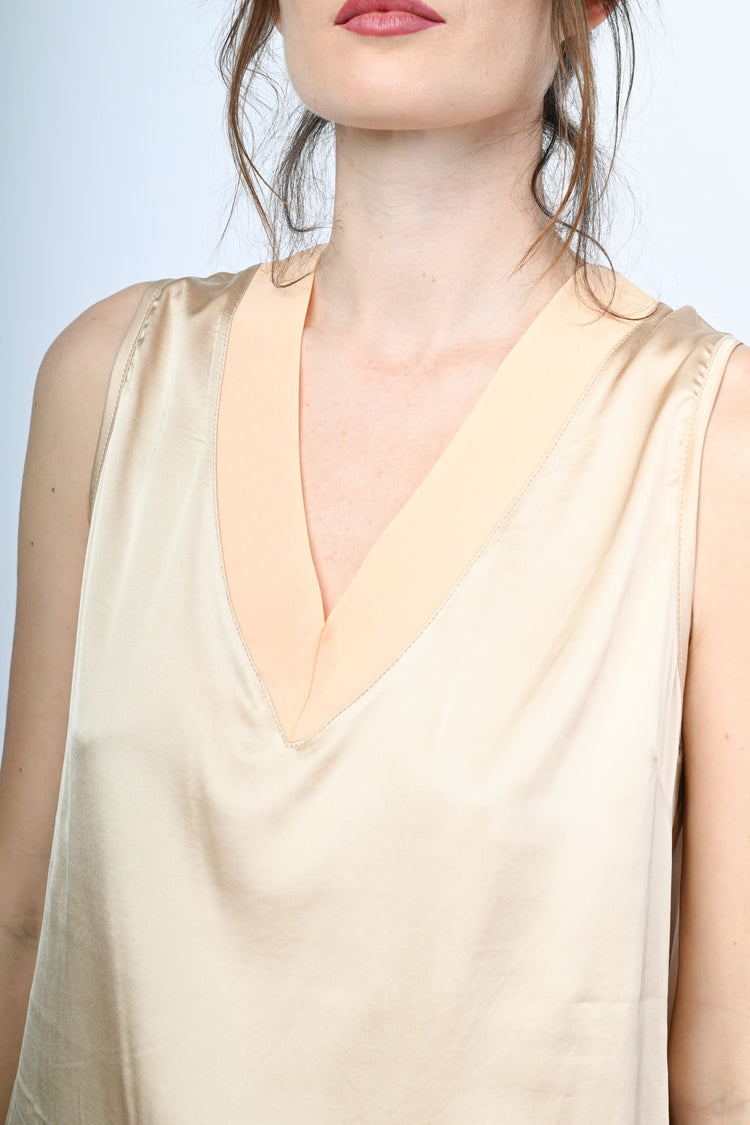 V-neck satin tank top