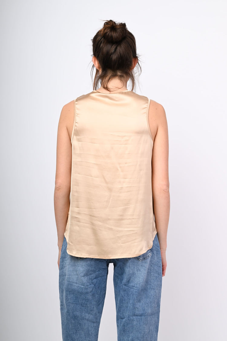 V-neck satin tank top