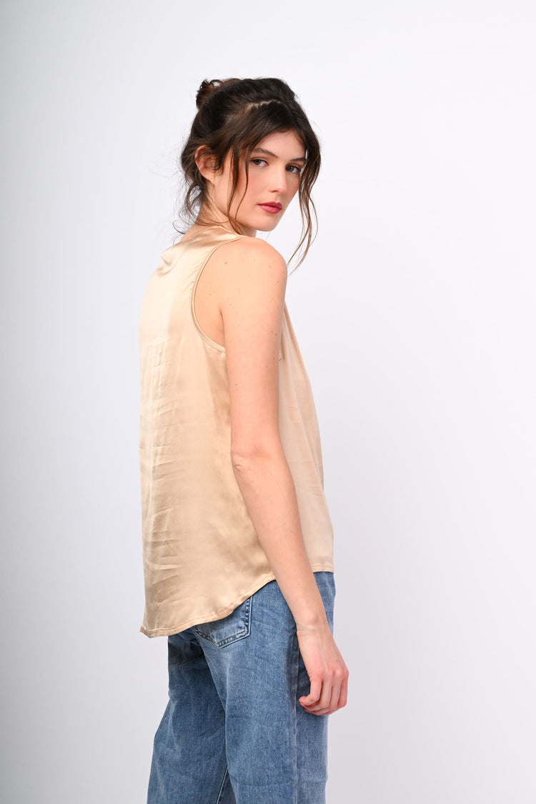 V-neck satin tank top