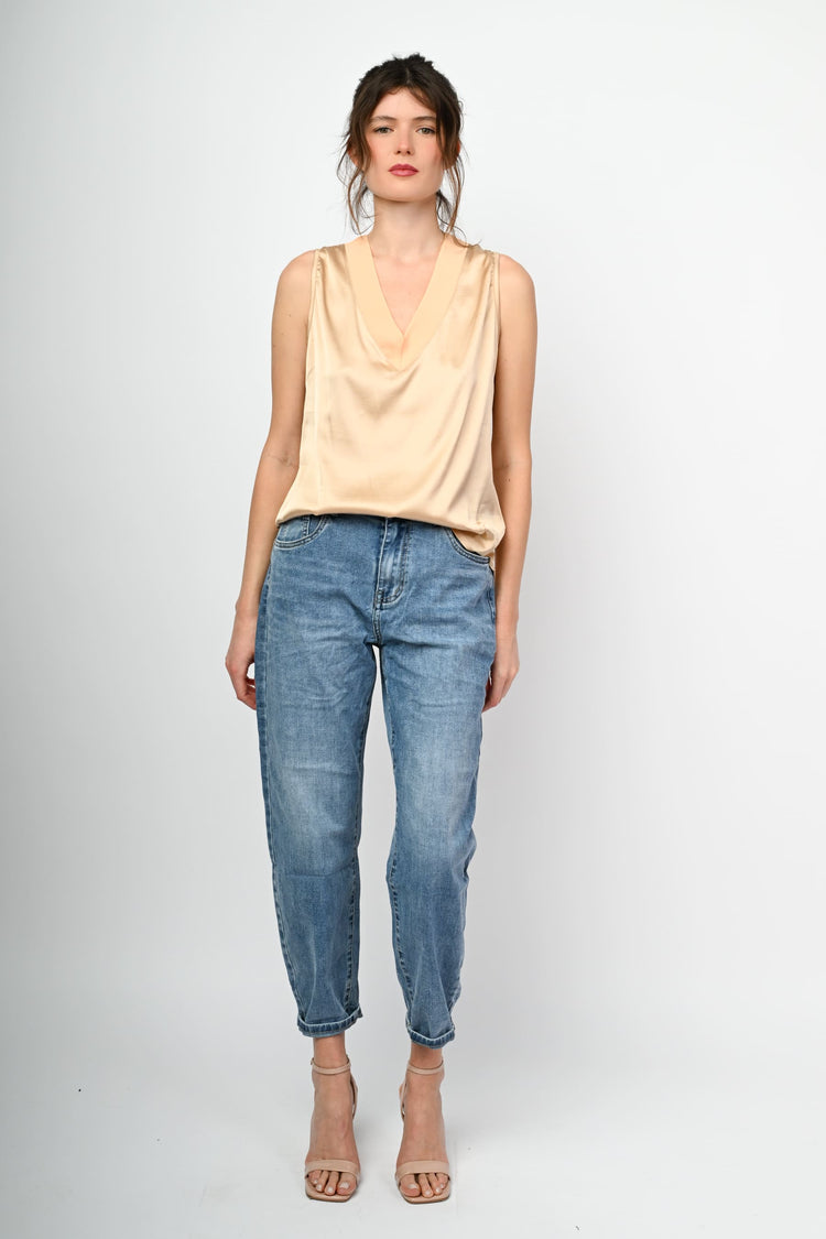 V-neck satin tank top