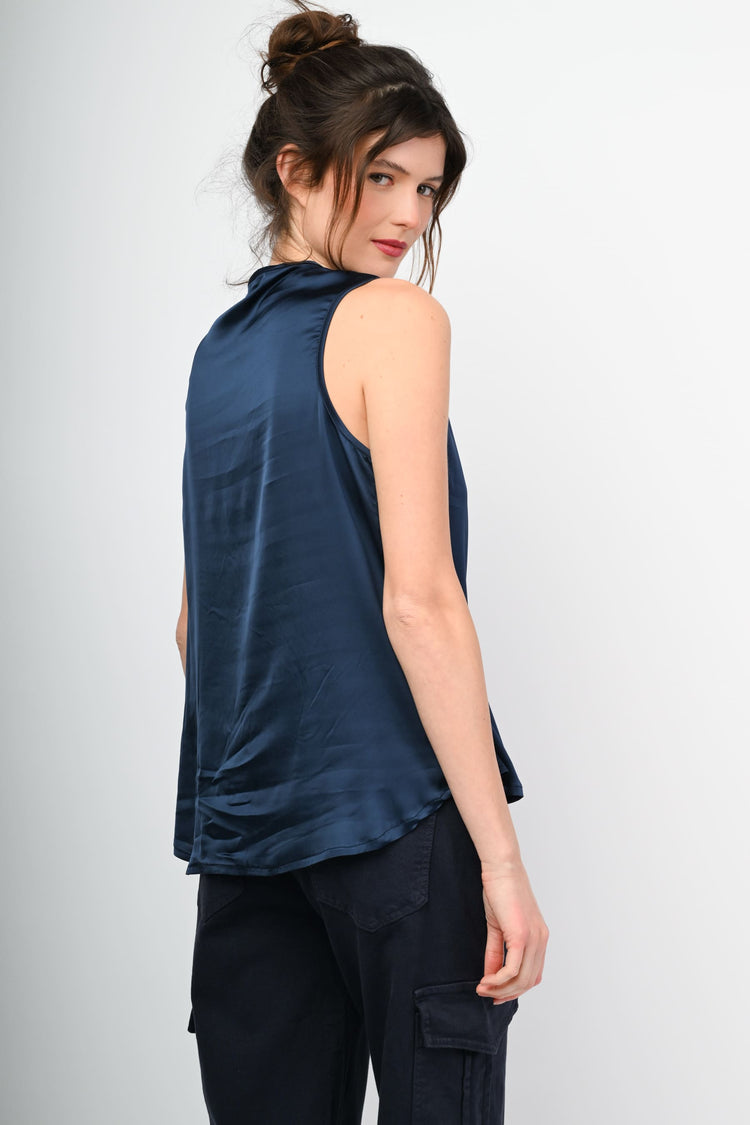 V-neck satin tank top