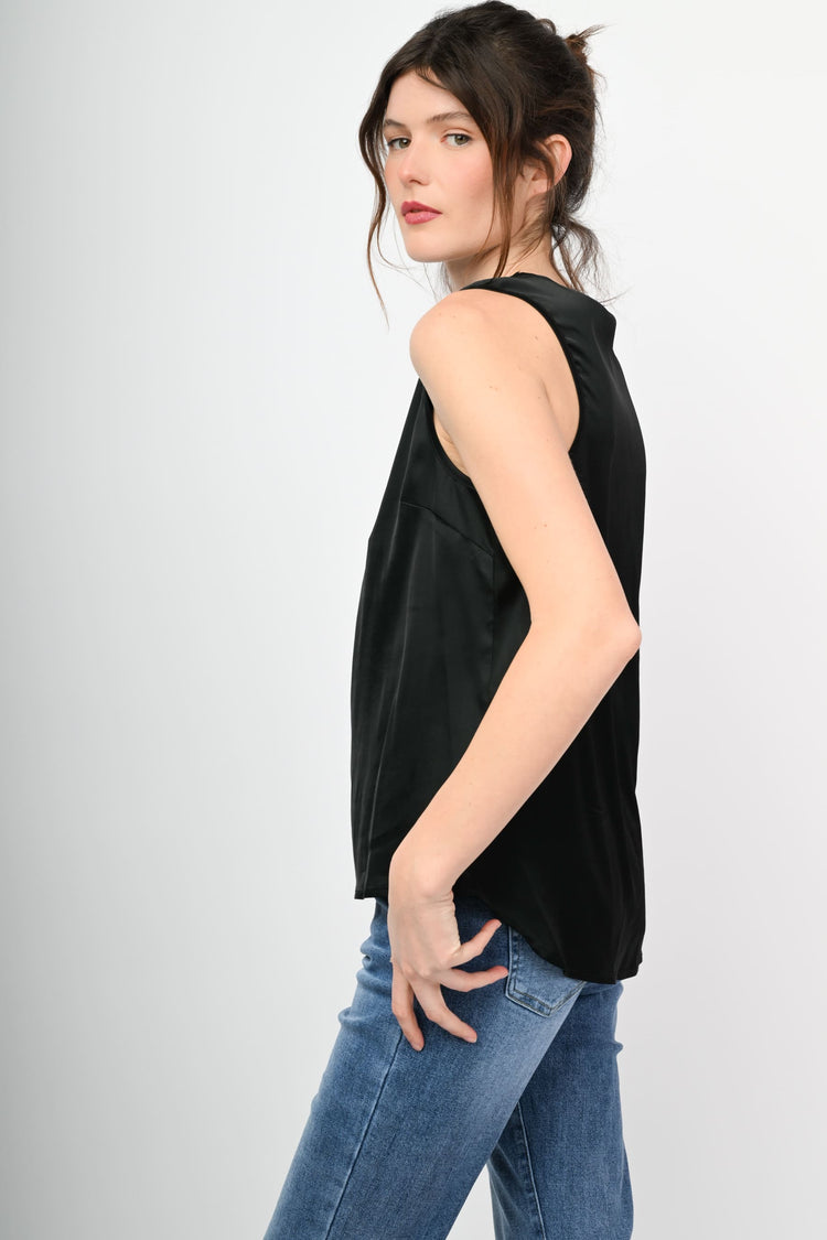 V-neck satin tank top