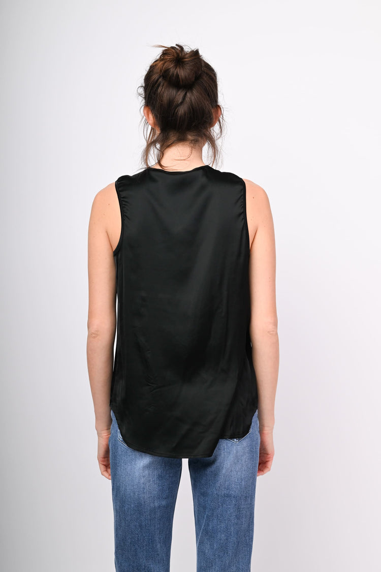 V-neck satin tank top