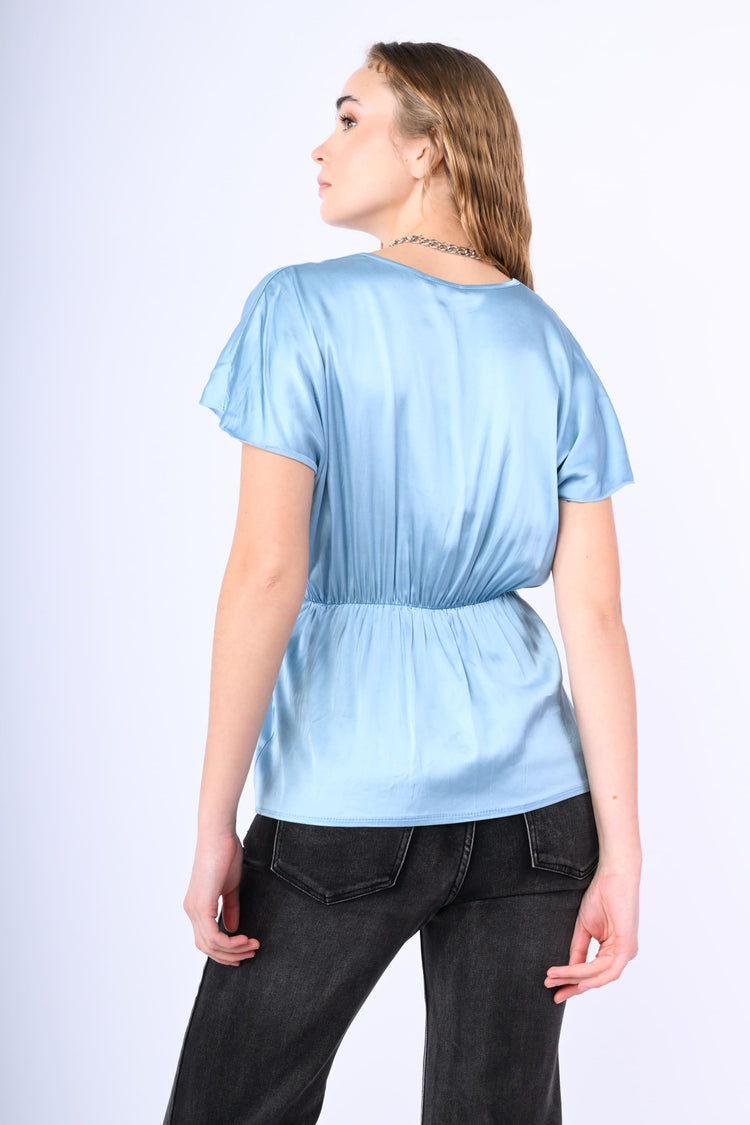 V-neck satin blouse
