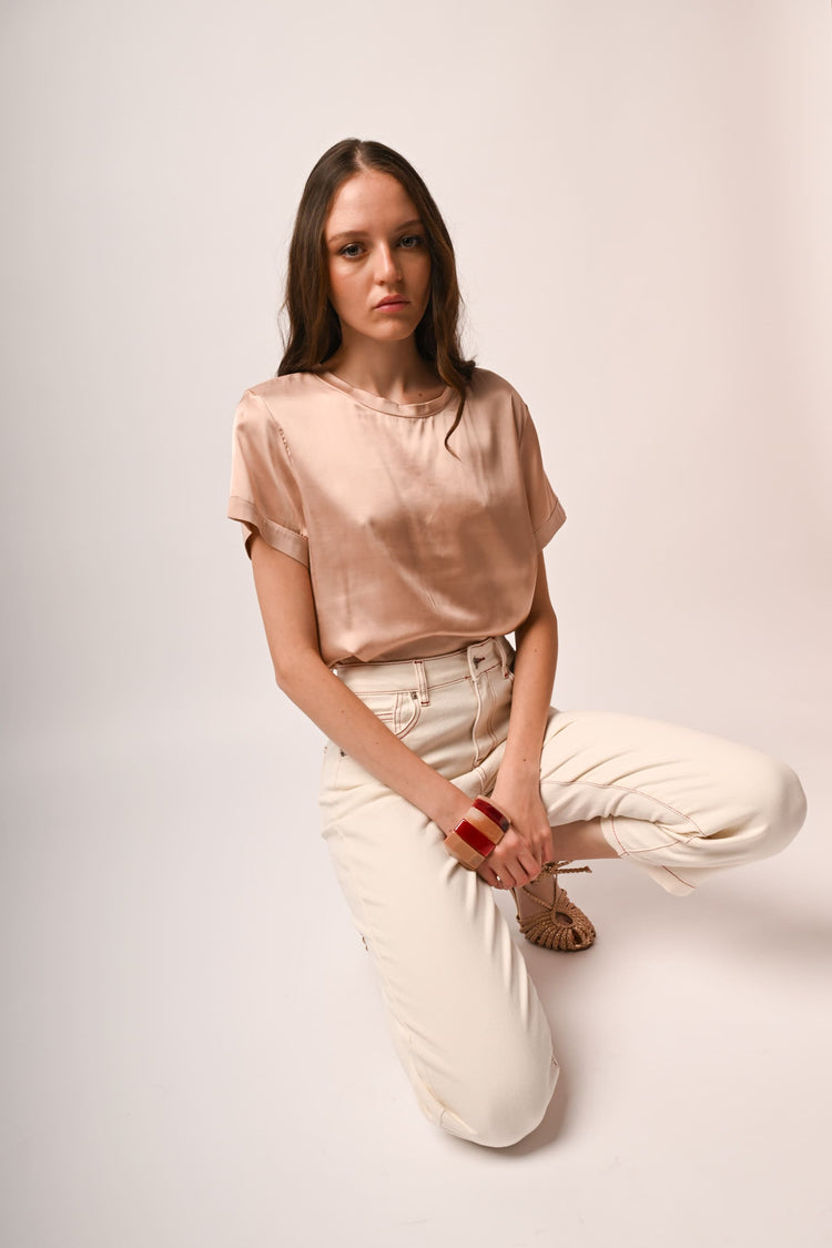 Viscose satin t-shirt