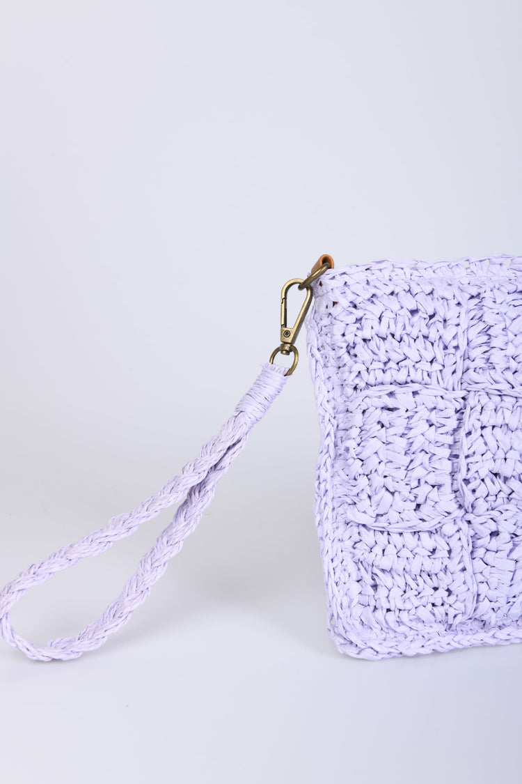 Woven straw pouch bag