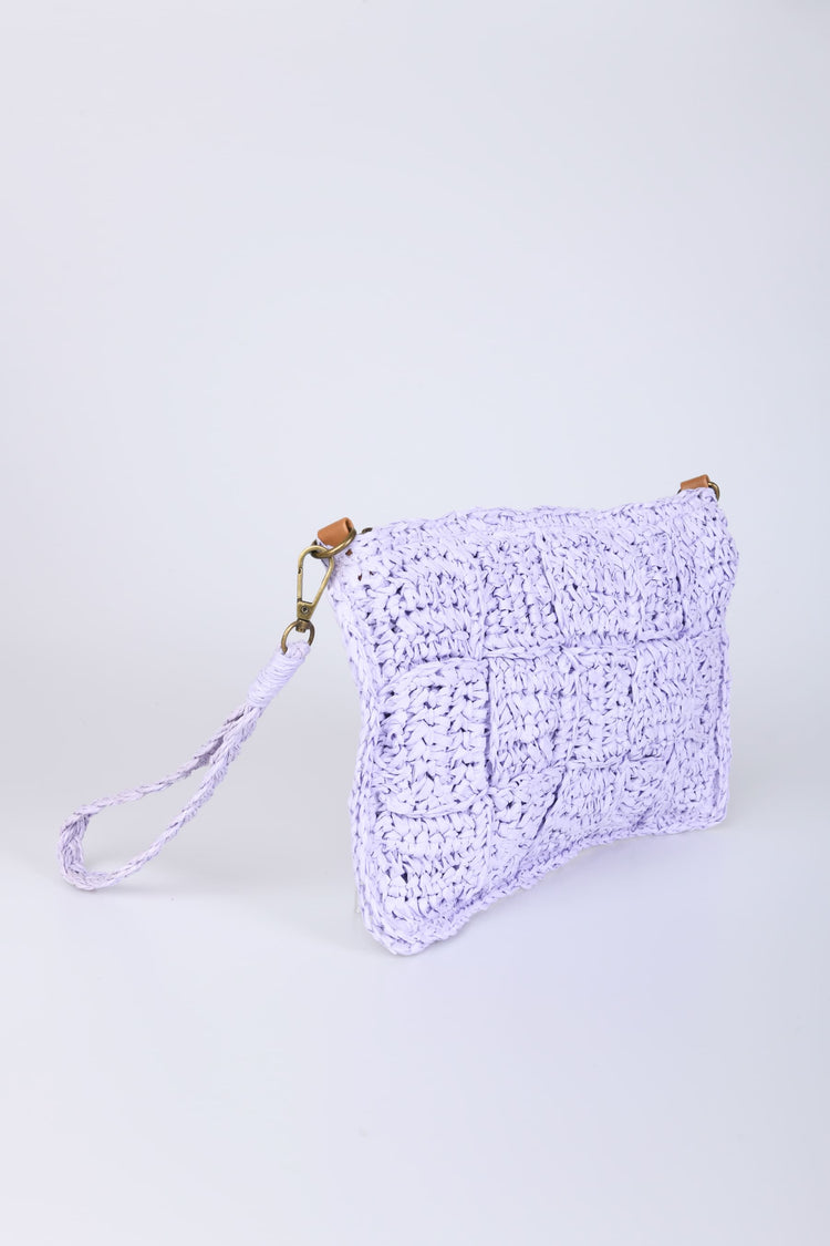 Woven straw pouch bag