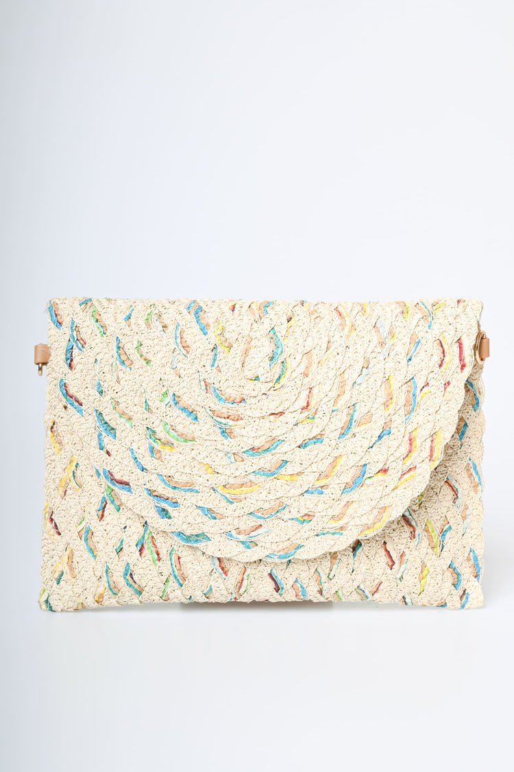 Woven straw clutch bag