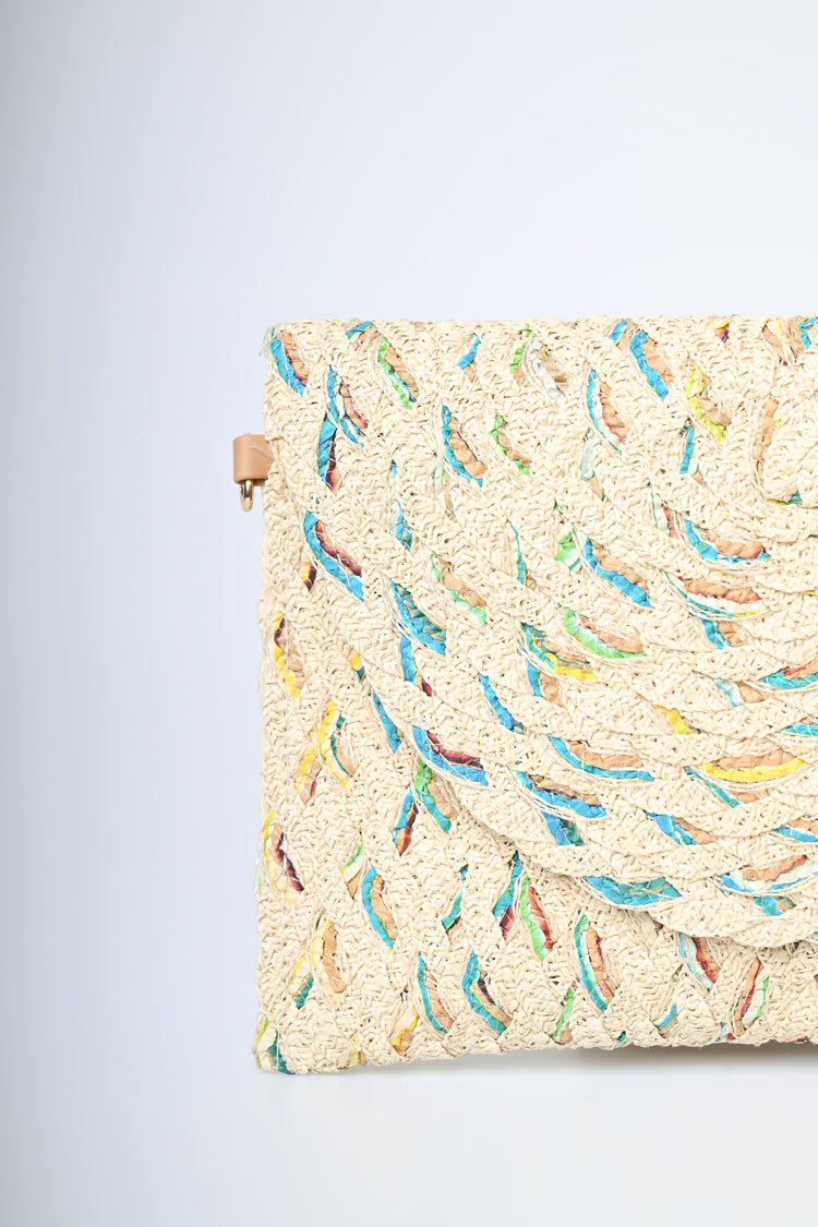 Woven straw clutch bag
