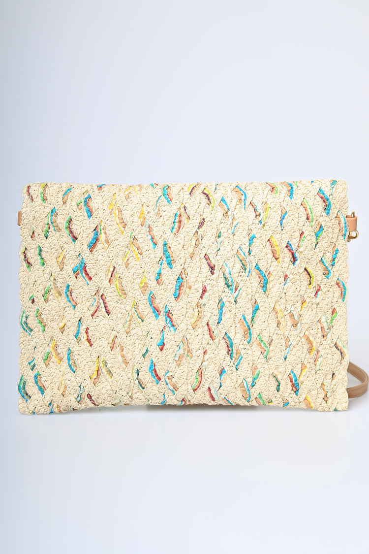 Woven straw clutch bag