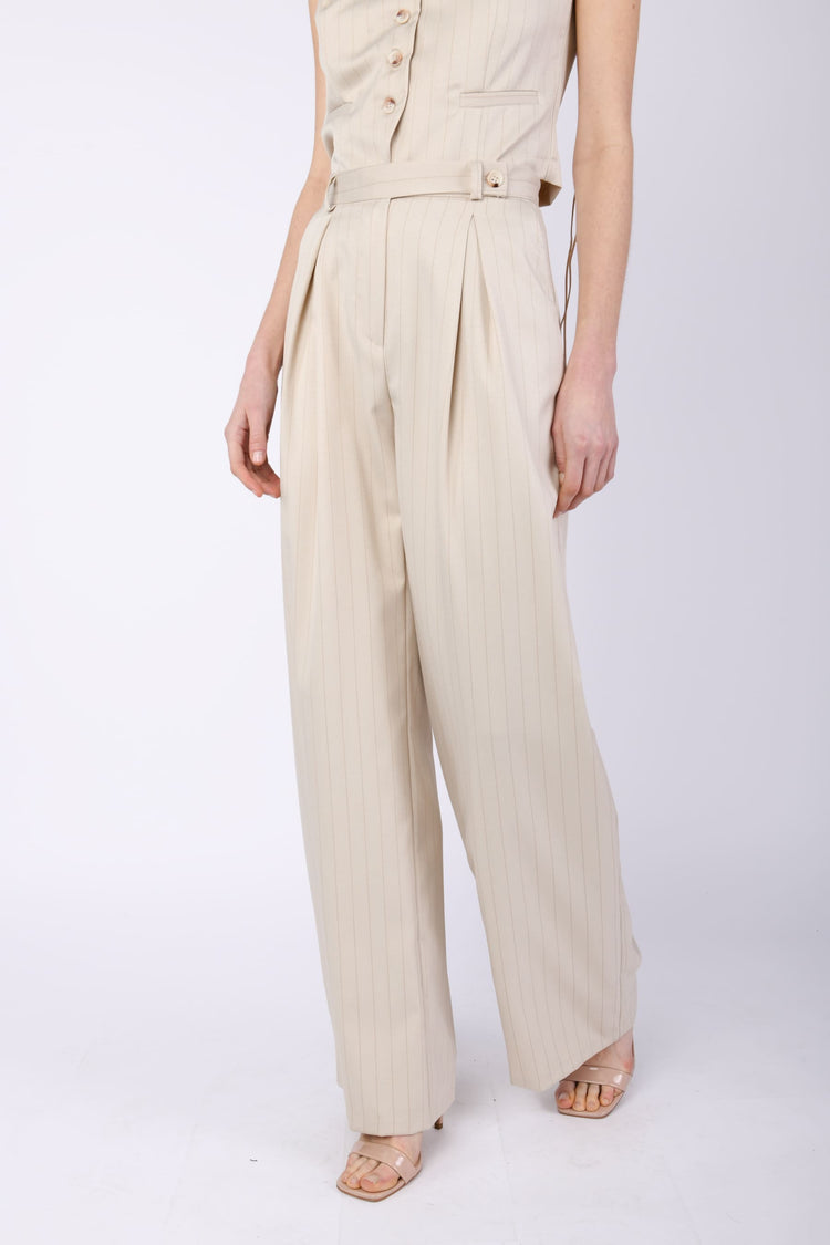 Pinstriped fabric palazzo pants