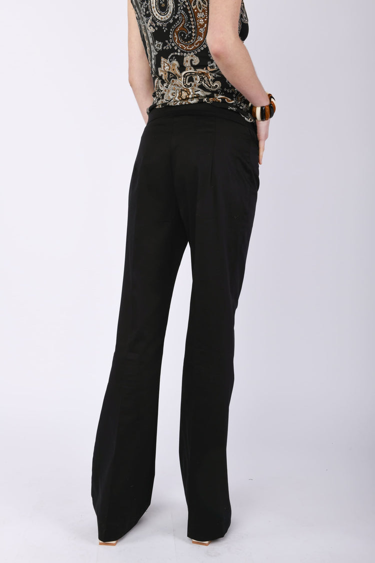 Stretch cotton flared trousers