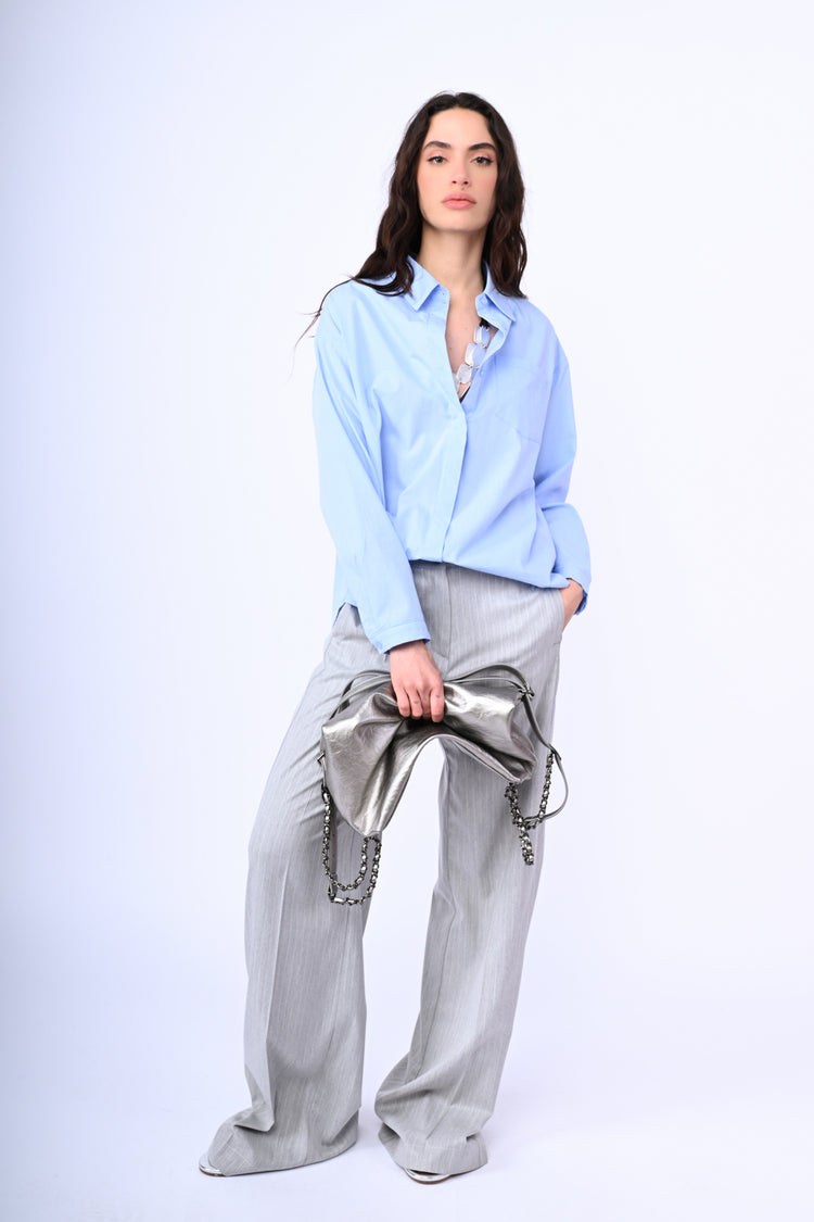 Lurex pinstriped palazzo pants