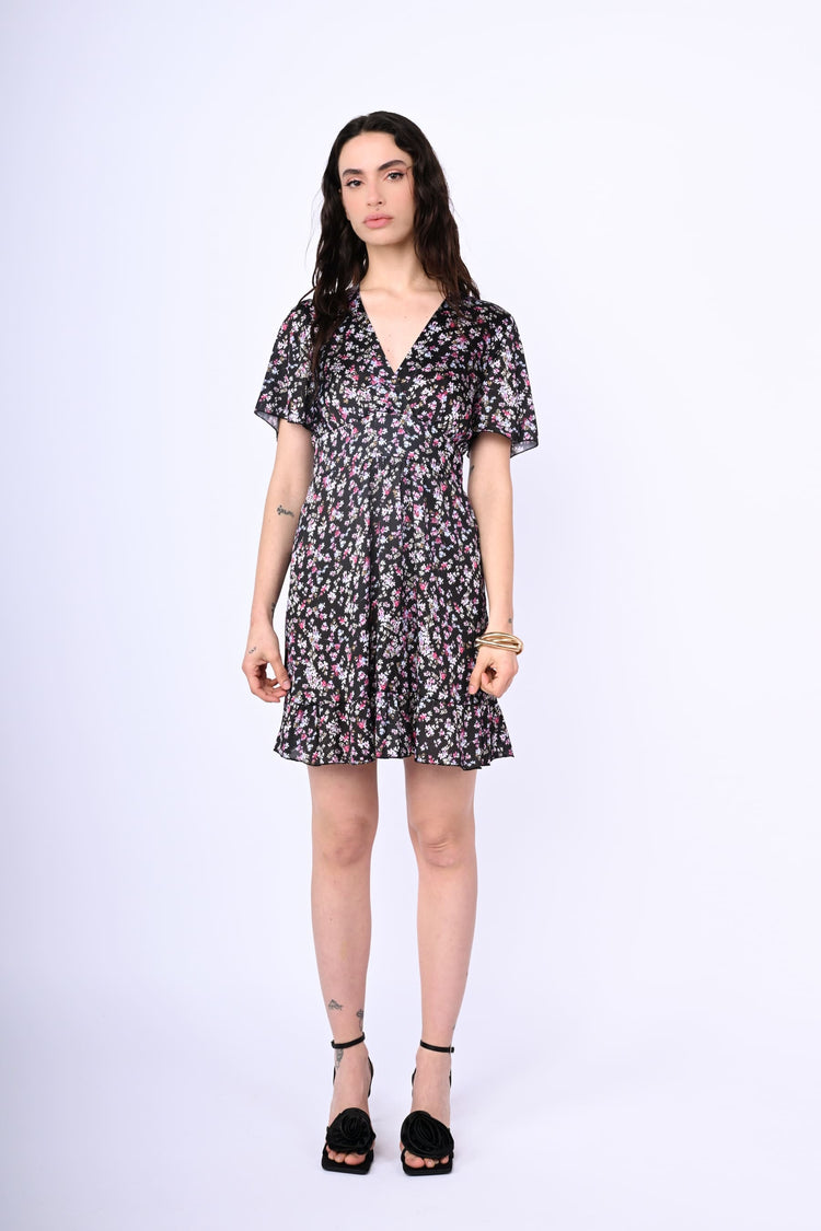 Micro-floral print mini dress