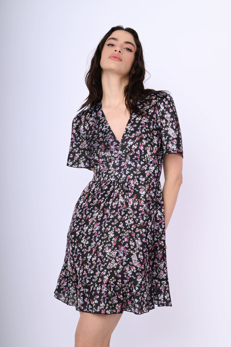 Micro-floral print mini dress