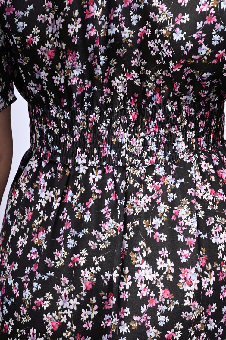 Micro-floral print mini dress