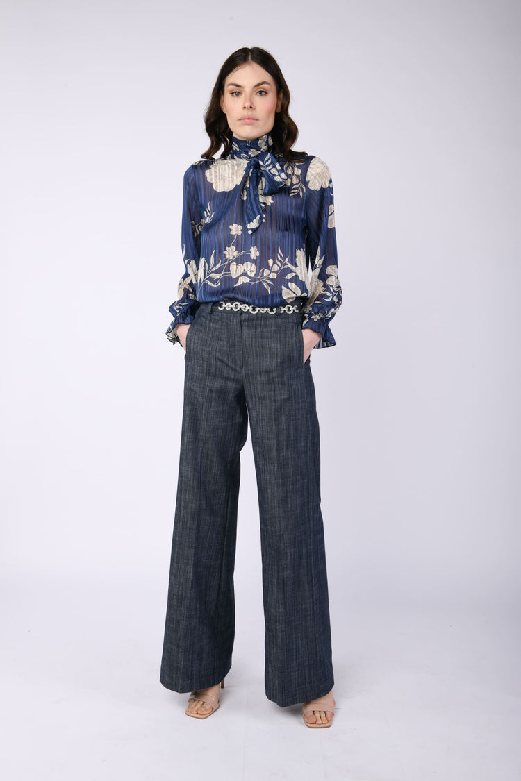 Cotton-blend canvas trousers