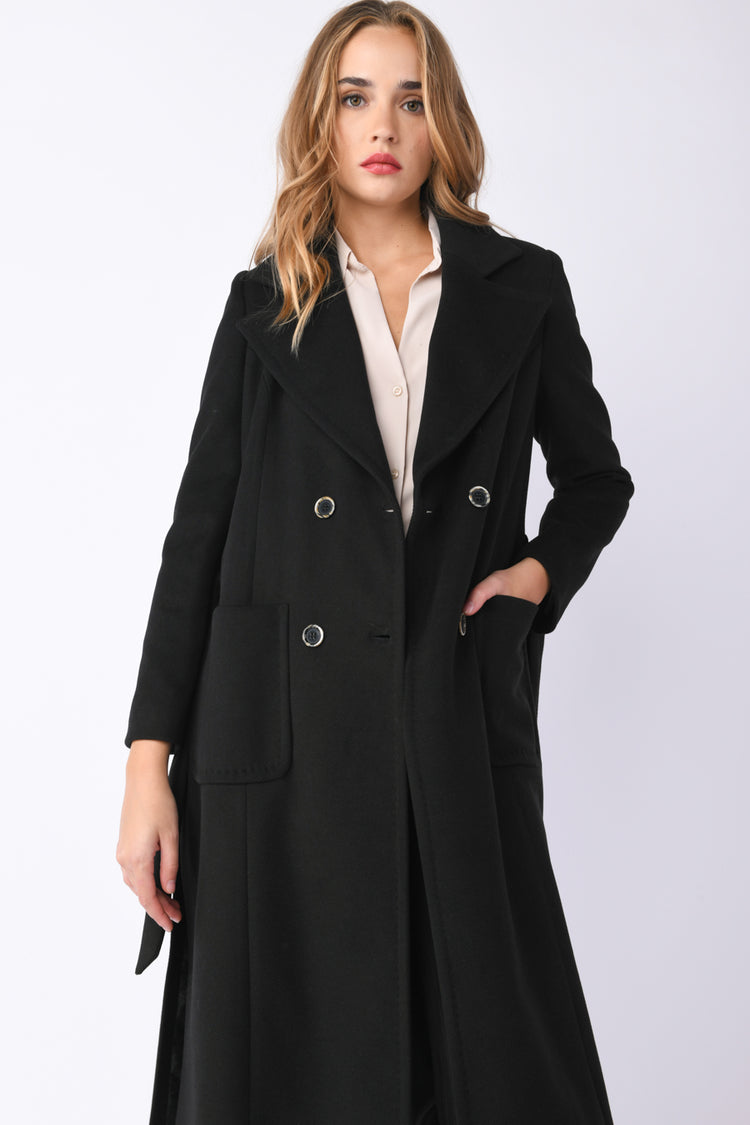 Double-breasted long coat