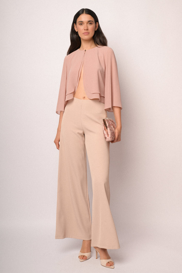 Pink bolero with button and cape sleeves
