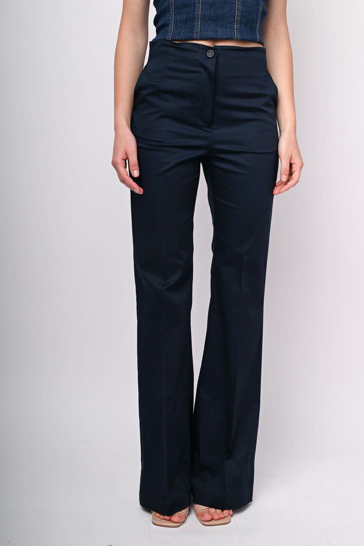 Stretch cotton flared trousers