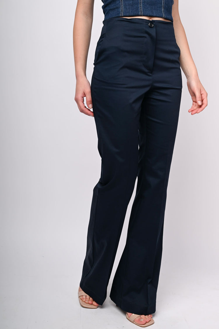 Stretch cotton flared trousers