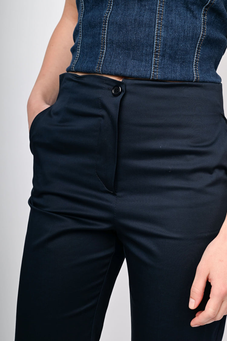 Stretch cotton flared trousers