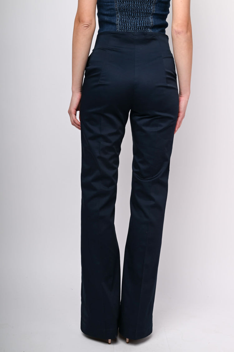 Stretch cotton flared trousers