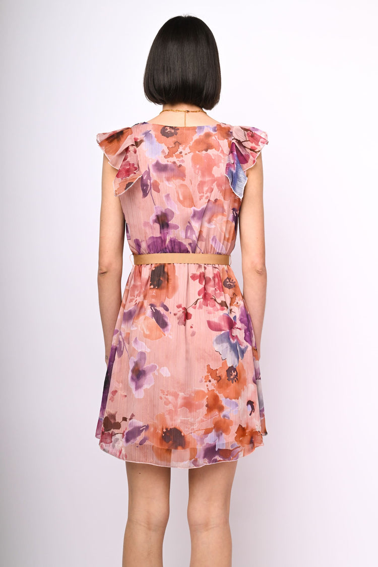 Floral print georgette mini dress