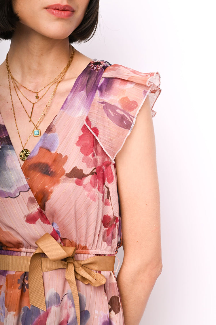 Floral print georgette mini dress