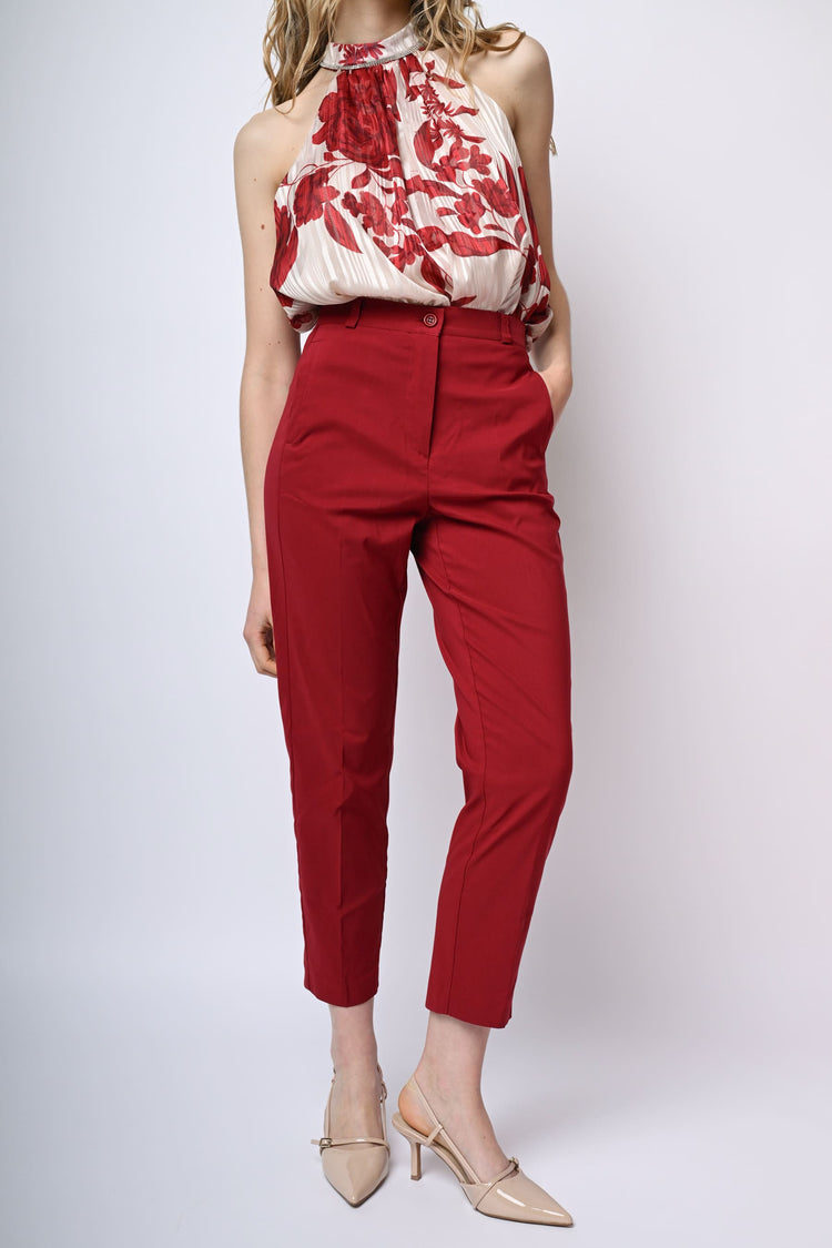 Viscose-blend slim-fit trousers