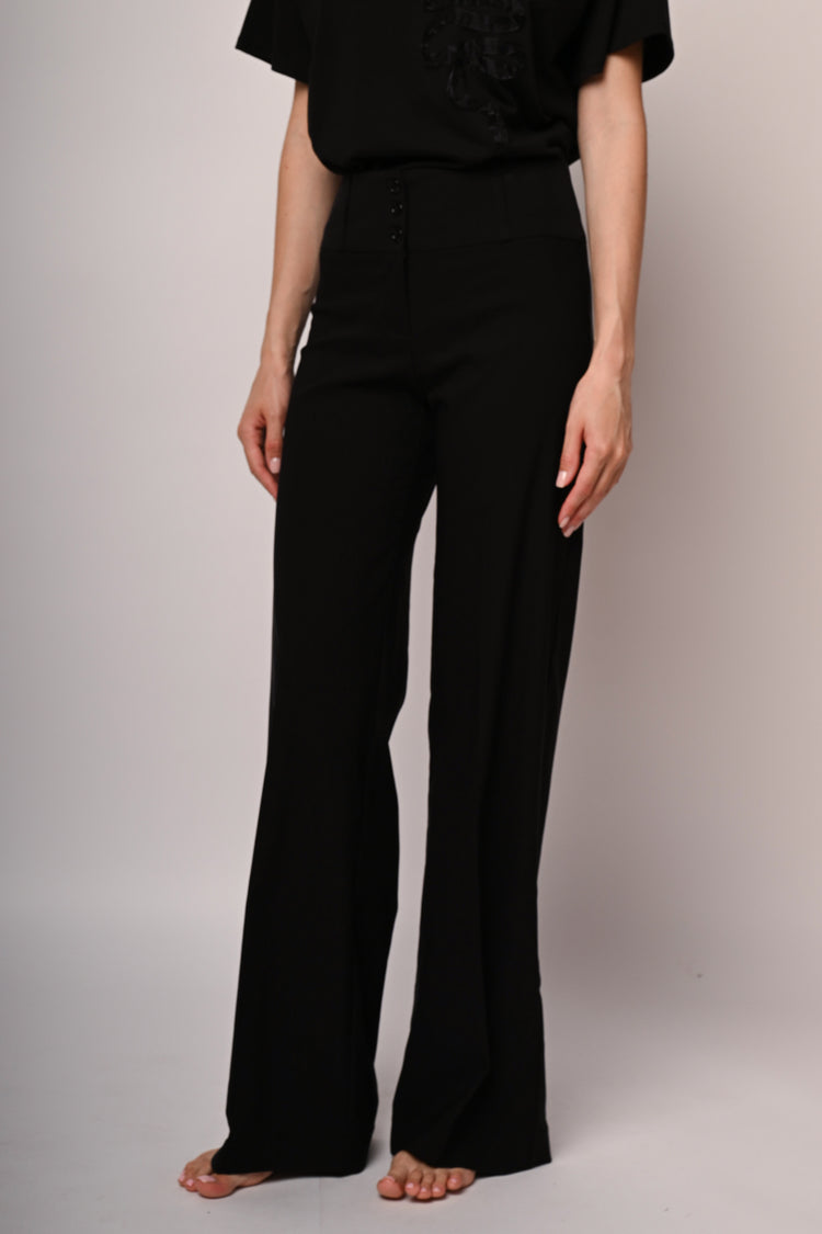 Button-fly wide-leg trousers