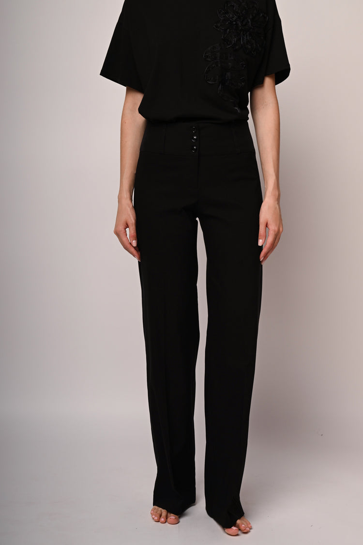 Button-fly wide-leg trousers