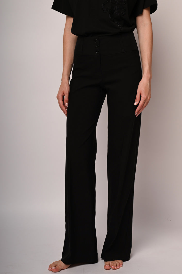 Button-fly wide-leg trousers