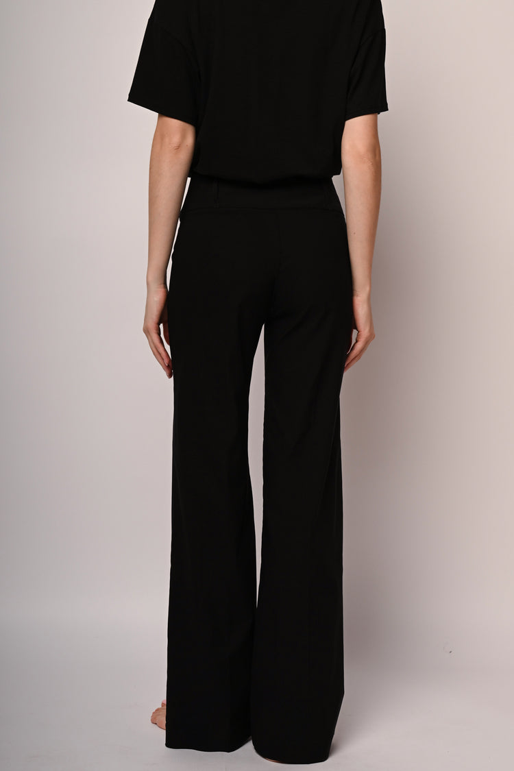 Button-fly wide-leg trousers