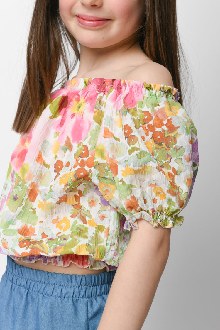 Floral print viscose blouse