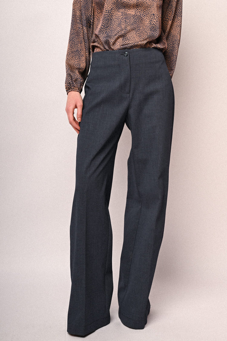 Denim-effect wide-leg trousers