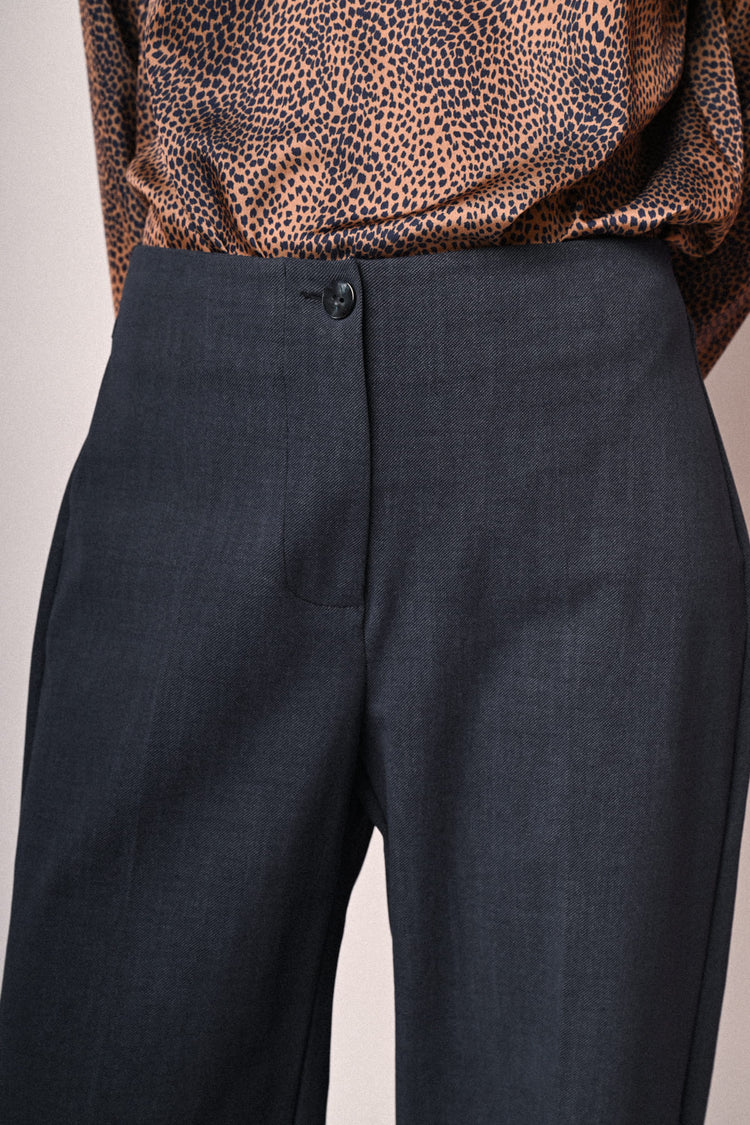 Denim-effect wide-leg trousers