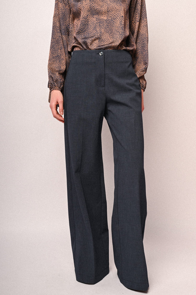 Denim-effect wide-leg trousers