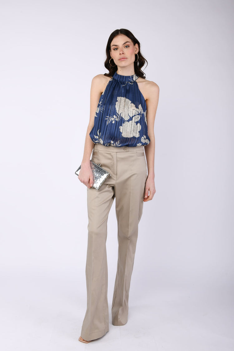 Stretch cotton flared trousers