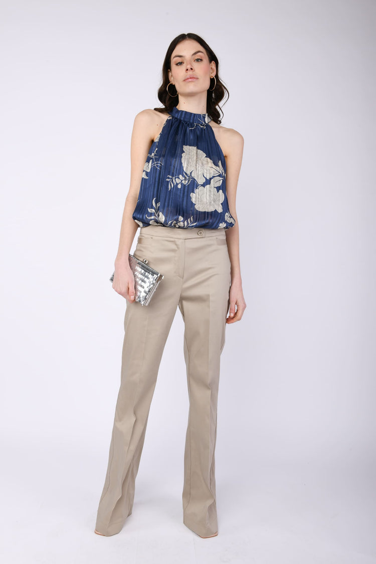 Stretch cotton flared trousers