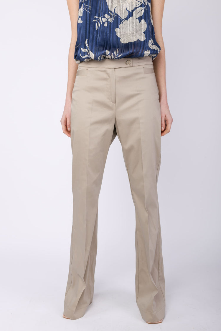Stretch cotton flared trousers