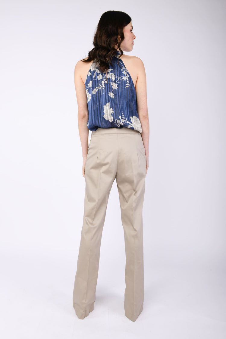 Stretch cotton flared trousers