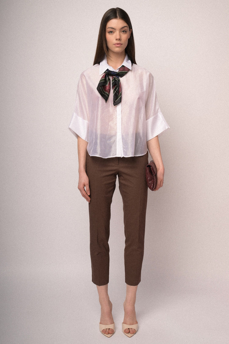 Viscose-blend slim-fit trousers