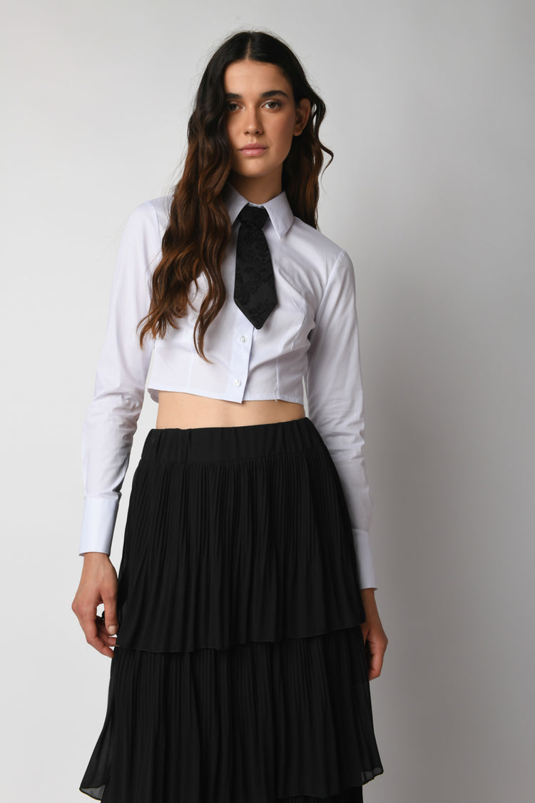 Tie-detail cropped shirt