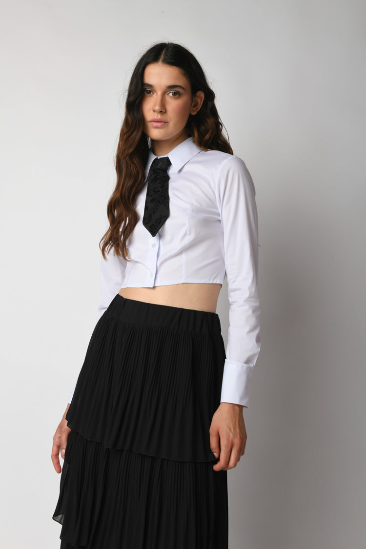 Tie-detail cropped shirt