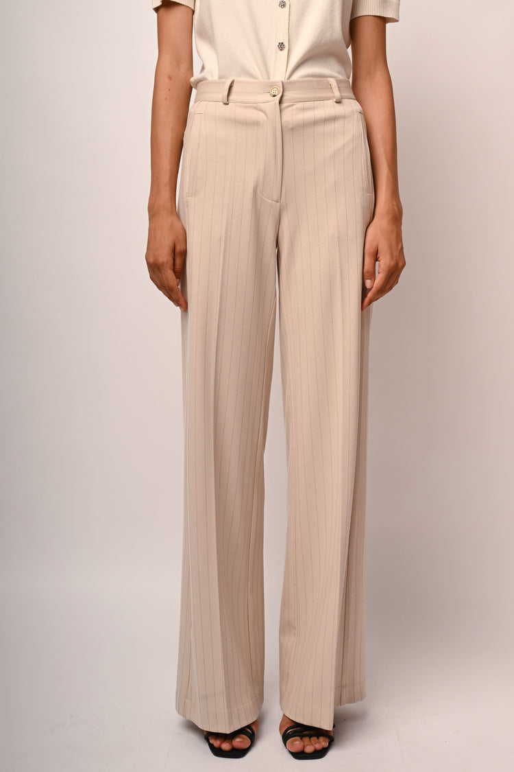 Glitter pinstriped wide-leg trousers