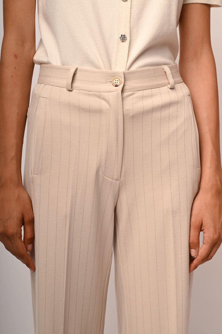 Glitter pinstriped wide-leg trousers