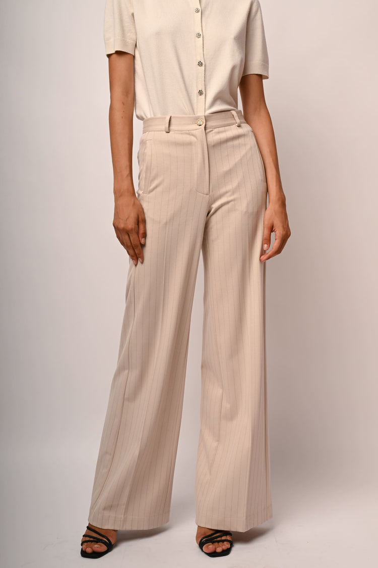 Glitter pinstriped wide-leg trousers